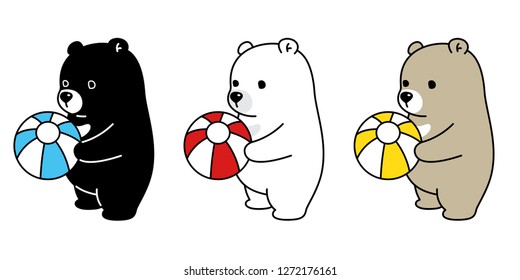 Bear vector polar bear ball balloon icon logo character cartoon illustration