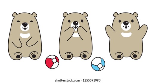 Bear vector polar bear ball sitting cartoon character icon logo illustration doodle