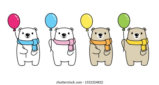 Bear vector polar bear balloon icon logo cartoon character symbol illustration doodle design