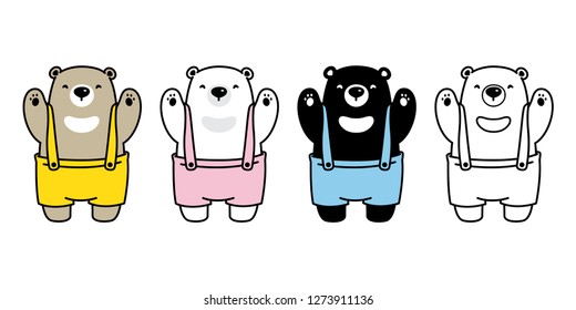 Bear vector polar bear Bib Overalls cartoon character icon logo illustration
