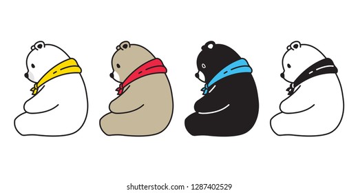 Bear vector polar bear cartoon character icon logo sitting scarf illustration doodle