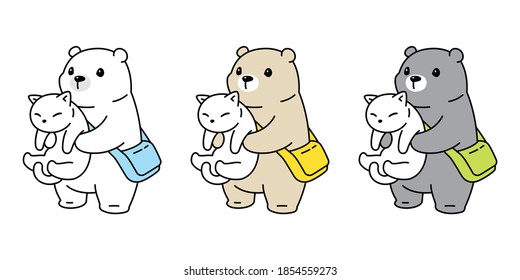 Bear vector polar bear cat kitten icon logo teddy cartoon character pet symbol doodle illustration design