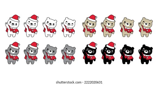 Bear vector polar bear chriatmas santa claus hat icon cartoon character logo doodle teddy symbol animal illustration isolated design