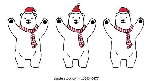 bear vector polar bear Christmas Santa Claus Xmas scarf cartoon character icon logo illustration white