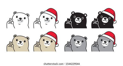 Bear vector polar bear Christmas Santa Claus hat icon character cartoon teddy logo illustration doodle design