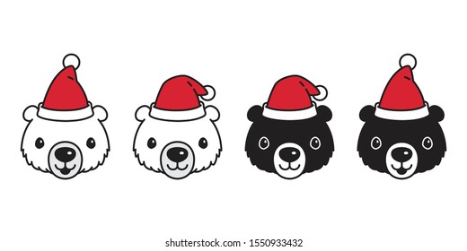 Bear vector polar bear Christmas Santa Claus hat icon cartoon character teddy logo illustration symbol doodle design