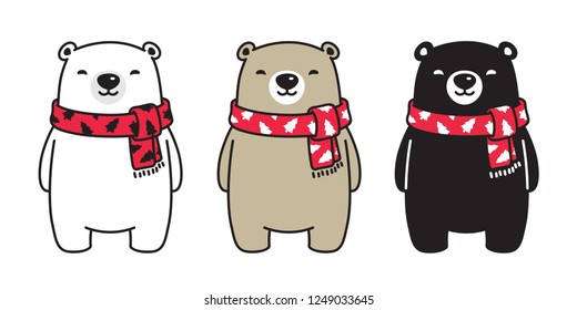 Bear vector polar bear Christmas tree scarf Xmas Santa Claus cartoon character icon logo illustration doodle