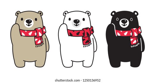 Bear vector polar bear Christmas tree scarf Santa Claus Xmas cartoon character icon logo illustration doodle