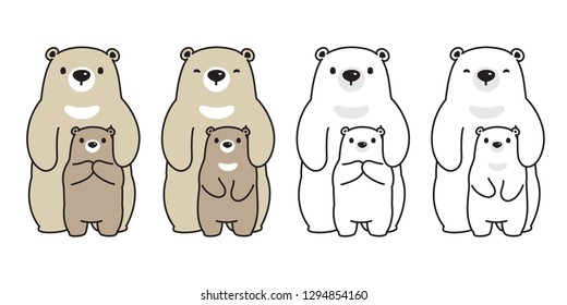 Bear Vector Polar Bear Family Cartoon Character Icon Logo Honey Illustration Symbol Doodle