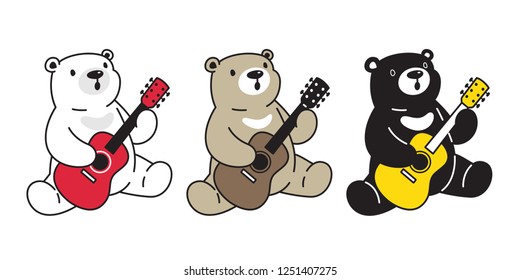 Bear vector polar bear guitar bass ukulele music cartoon character icon logo illustration