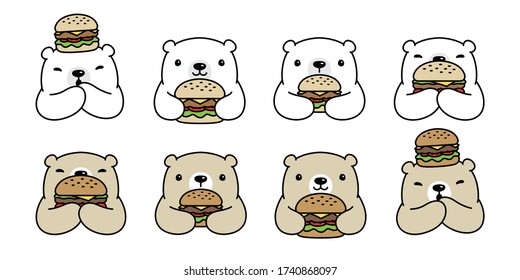 Bear vector polar bear hamburger food icon logo bakery teddy cartoon character symbol illustration doodle design