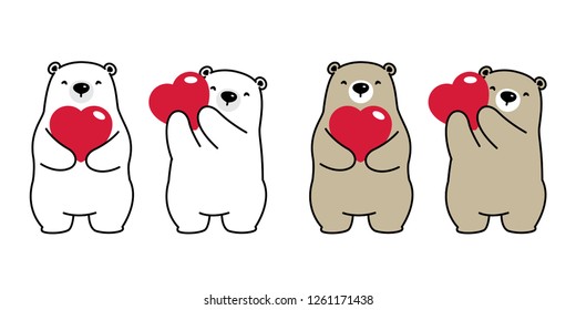 Bear vector polar bear heart valentine hug love cartoon character icon logo isolated illustration