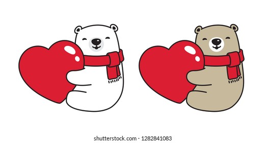 Bear vector Polar Bear Heart valentine hug cartoon icon character logo illustration symbol doodle