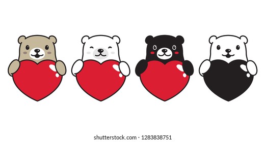 Bear vector polar bear heart valentine hug character cartoon icon logo doodle illustration