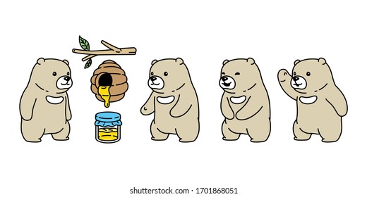 Bear vector polar bear honey bee jam icon logo teddy cartoon character symbol illustration doodle design