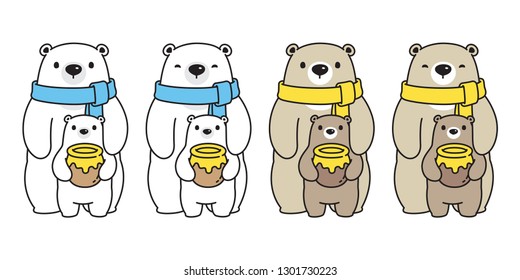 Bear vector Polar Bear honey family cartoon character icon logo honey illustration symbol
