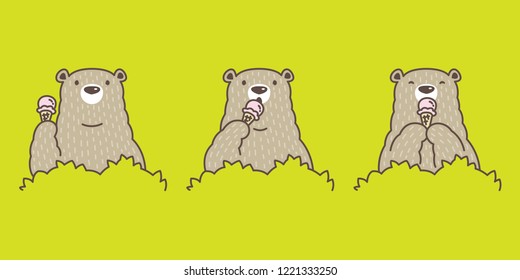 Bear vector Polar Bear ice cream cone character cartoon icon logo illustration doodle