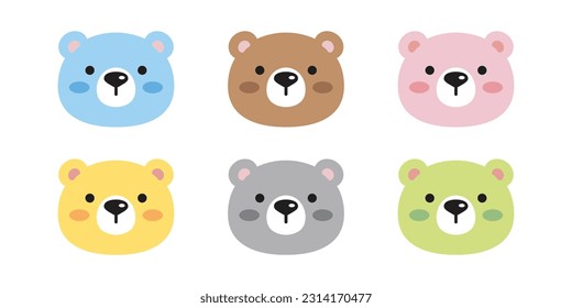 Bear vector polar icon cartoon character face head logo pastel teddy symbol doodle pet animal illustration isolated design