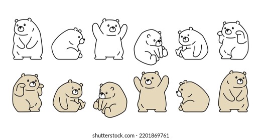 Bear vector polar bear icon character cartoon logo teddy symbol doodle animal illustration isolated design