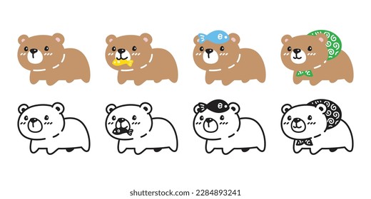 Bear vector polar bear icon character cartoon logo pastel teddy symbol doodle outline animal illustration isolated design