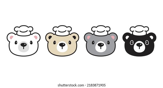 Bear vector polar bear icon chef cooking food teddy logo kitchen bakery symbol cartoon character doodle illustration design clip art