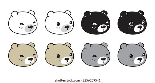 Bear vector polar bear icon face head character cartoon logo teddy symbol doodle animal illustration isolated design