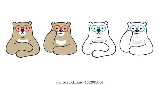 Bear vector polar bear icon glasses character cartoon logo illustration teddy doodle