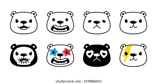 Bear vector polar bear icon halloween make up face rock fancy logo teddy head cartoon character doodle symbol illustration design