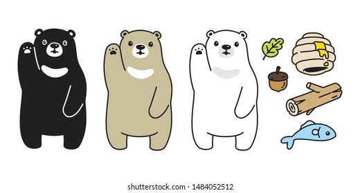 Bear vector polar bear icon honey fish acorn logo cartoon character symbol illustration doodle design