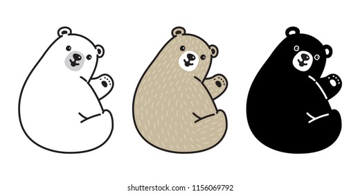 Bear Vector Polar Bear Icon Logo Cartoon Character Illustration Smile Sitting Doodle