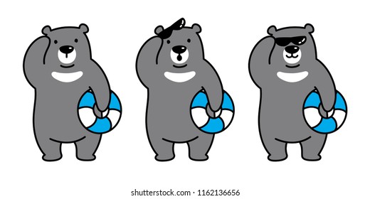 Bear vector Polar Bear icon logo beach swim ring cartoon character illustration doodle black
