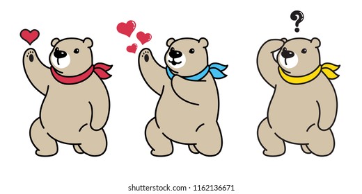 bear vector polar bear icon logo heart valentine symbol Christmas cartoon illustration brown