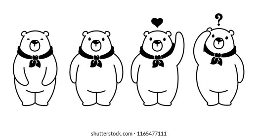 bear vector polar bear icon logo heart valentine symbol Christmas cartoon character illustration scarf white