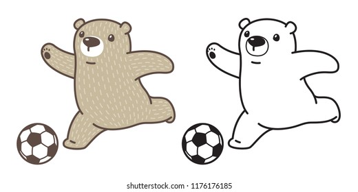 Bear vector Polar Bear icon logo soccer football ball cartoon character illustration doodle
