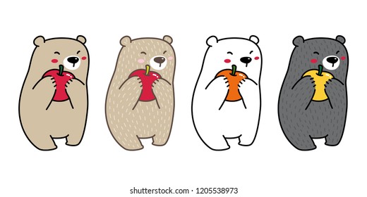 Bear vector Polar Bear icon logo apple orange cartoon character illustration doodle