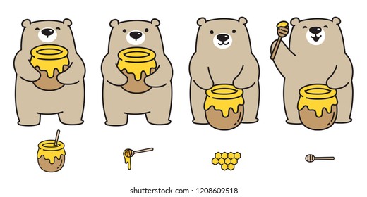 Bear vector Polar Bear icon logo honey bee cartoon character illustration doodle