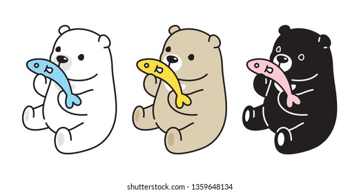 Bear vector Polar Bear icon logo fish tuna salmon character cartoon illustration symbol doodle