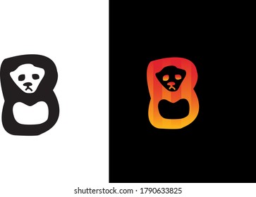 Vector de oso Icono de oso polar sonrisa sentada caricatura ilustración doodle. plantilla vectorial de diseño de logotipo de silueta de oso. Gracioso icono del concepto de logotipo para animales Panda con logotipo perezoso.
