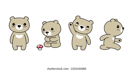 Bear vector polar bear icon logo teddy mushroom cartoon character symbol doodle animal illustration design