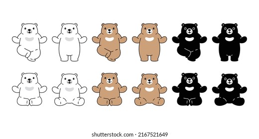 Bear vector polar bear icon logo teddy character cartoon symbol doodle animal illustration design isolated