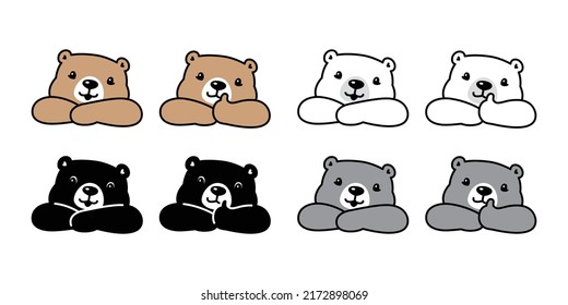 Bear vector polar bear icon logo teddy character cartoon thumb up symbol doodle animal illustration design isolated