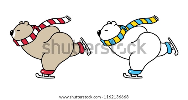 ベクターベクターベアのロゴアイコンアイススケートのスキークリスマスの漫画のキャラクターイラスト のベクター画像素材 ロイヤリティフリー