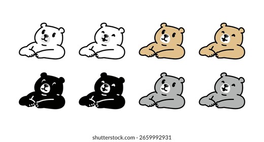 Oso polar hola hi saludo sonriente ilustración de personaje de dibujos animados