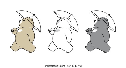 Bear vector polar bear icon umbrella logo teddy cartoon character symbol doodle illustration design