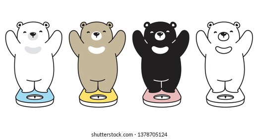 Bear vector polar bear icon weighing Scales character cartoon logo illustration teddy doodle