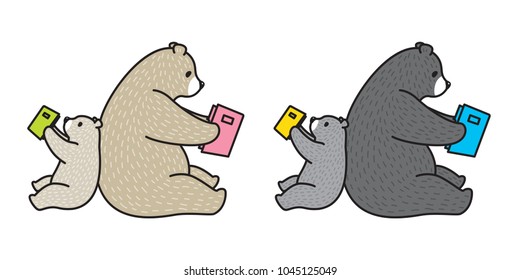bear vector polar bear illustration reading book character cartoon doodle icon logo
