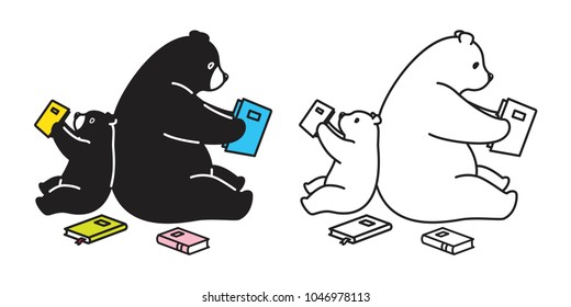 bear vector polar bear illustration reading book character cartoon icon logo