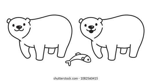 bear vector polar bear logo icon illustration salmon fish character cartoon doodle