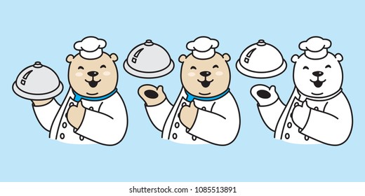 Bear vector polar Bear logo icon chef cooking bakery illustration character doodle
