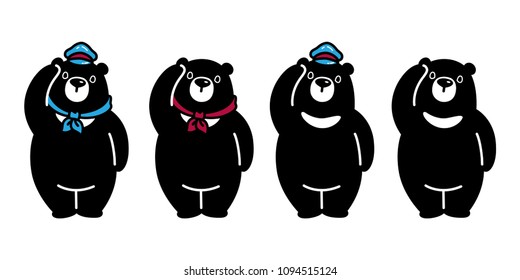 Bear vector polar Bear logo icon hat cap scarf illustration character black